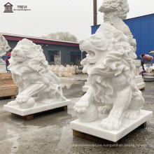 Outdoor Decoration Natural Hand Carved Marble Lion Statue for Garden/House
